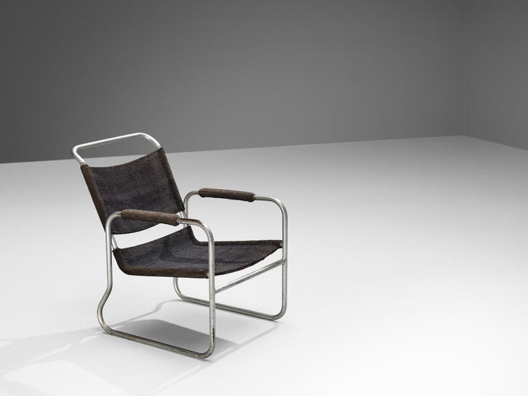 Bas Van Pelt Tubular Armchair in Original Grey Sisal