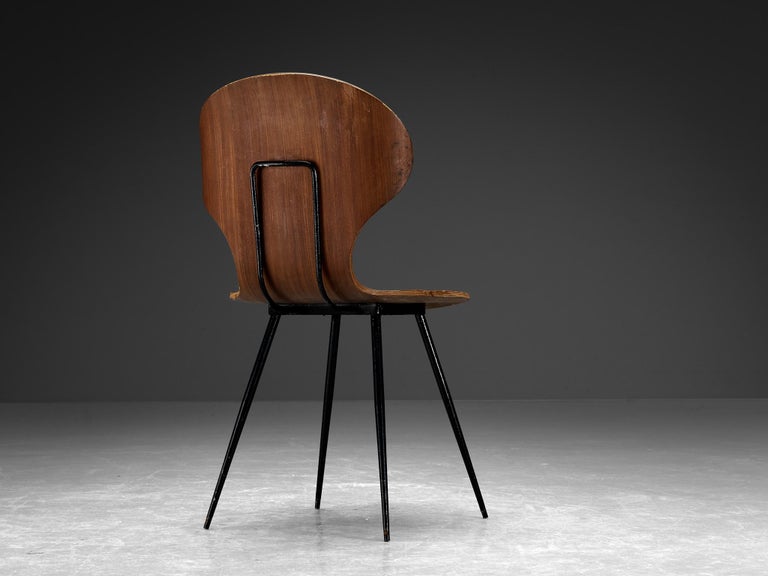 Carlo Ratti Set of Four Dining Chairs of Plywood and Metal