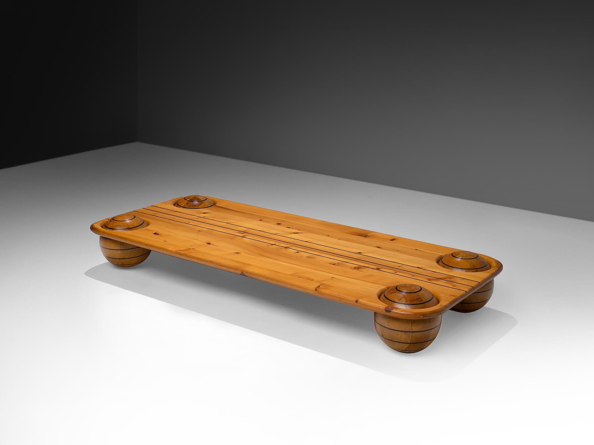 Playful Italian Coffee Table in Pine