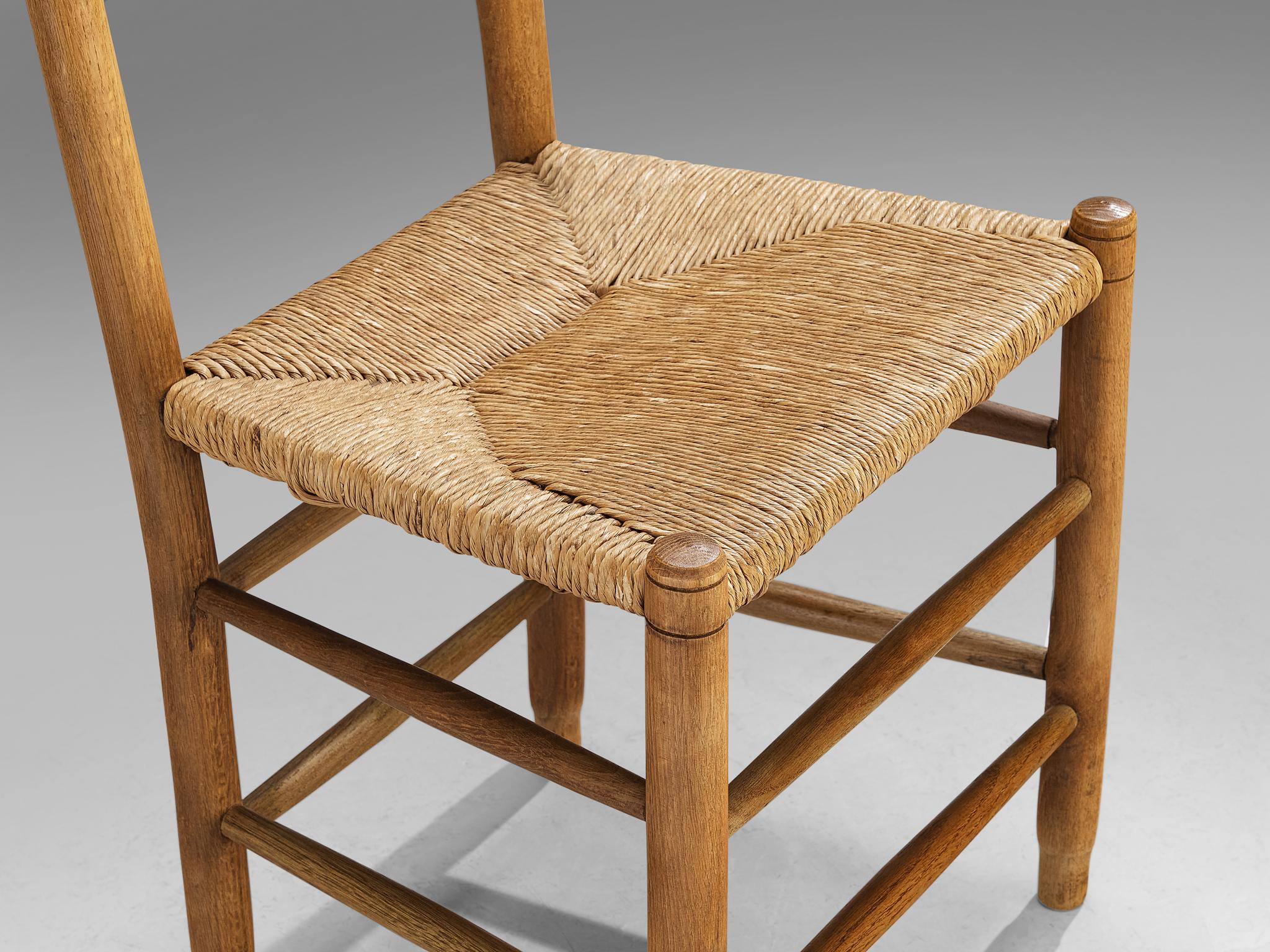 Rustic Danish Chairs in Straw and Oak