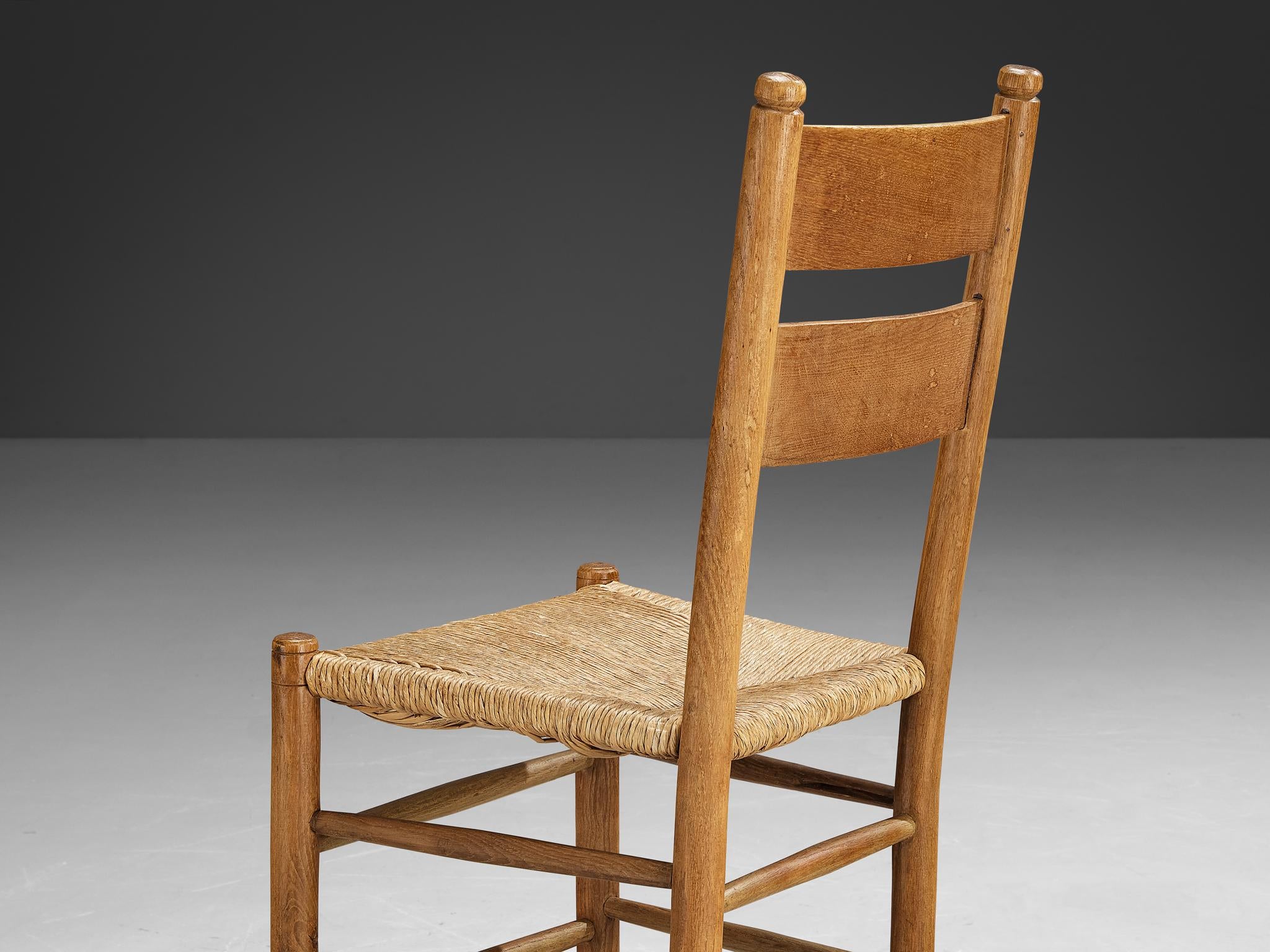 Rustic Danish Chairs in Straw and Oak