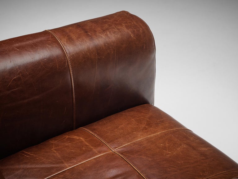 Italian Lounge Chair in Brown Leather and Suede