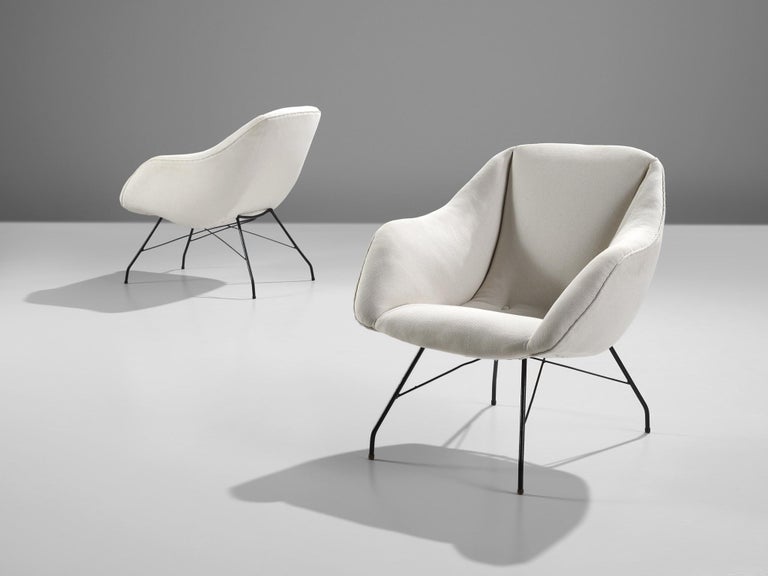 Carlo Hauner and Martin Eisler for Forma 'Conchinha' Lounge Chairs White Fabric