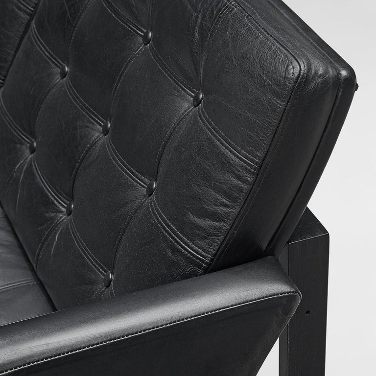 Gjerløv-Knudsen and Lind 'Moduline' All Black Leather Settee or Sofa