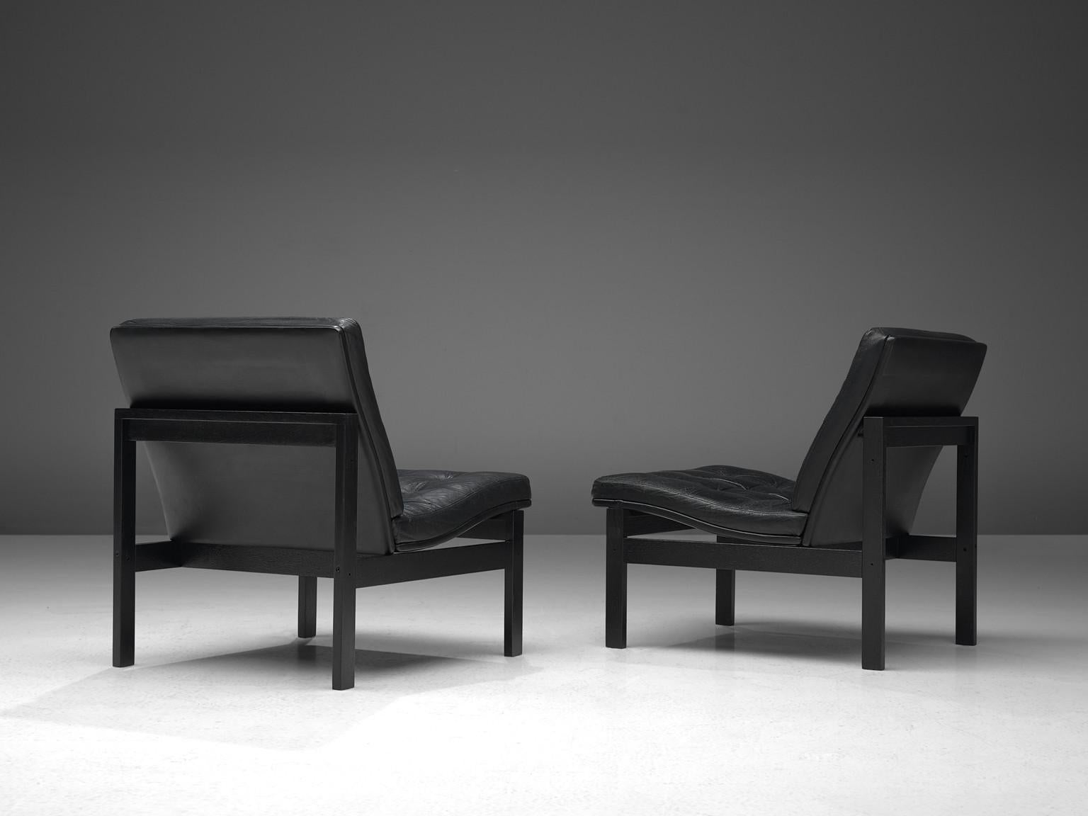 Gjerløv-Knudsen and Lind Pair of Black Moduline Slipper Chairs