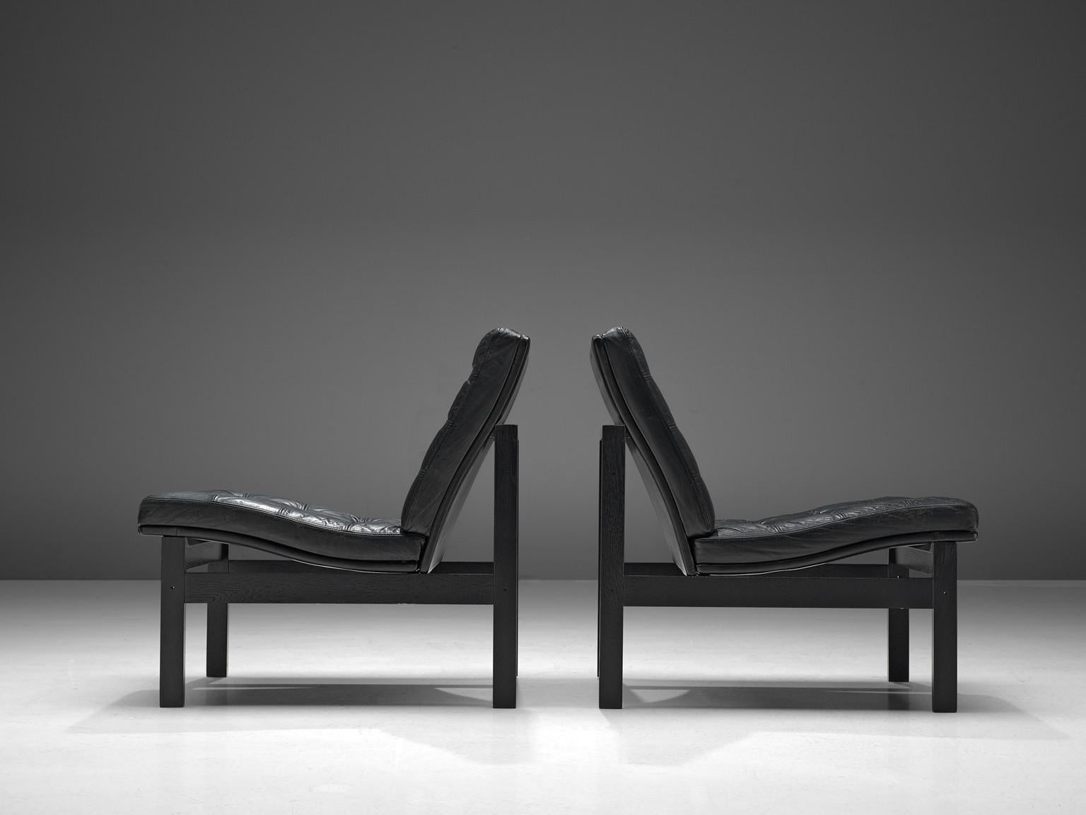 Gjerløv-Knudsen and Lind Pair of Black Moduline Slipper Chairs