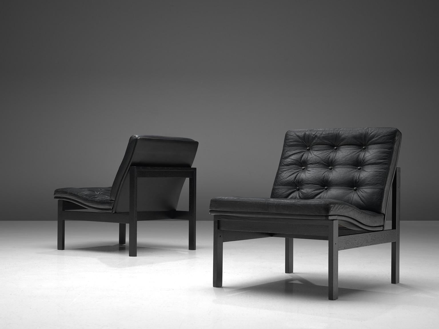 Gjerløv-Knudsen and Lind Pair of Black Moduline Slipper Chairs