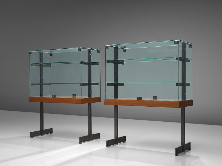 De Coene Showcases in Glass, Steel and Teak