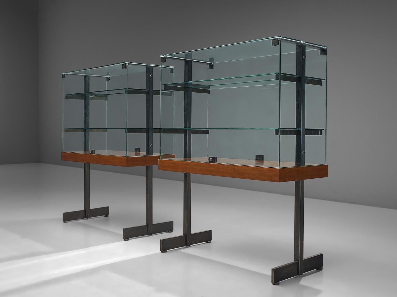 De Coene Showcases in Glass, Steel and Teak