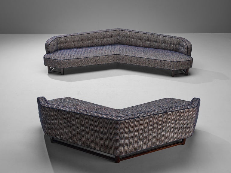 Edward Wormley Custom-Made 'Janus' Sofa in Multicolored Patterned Fabric