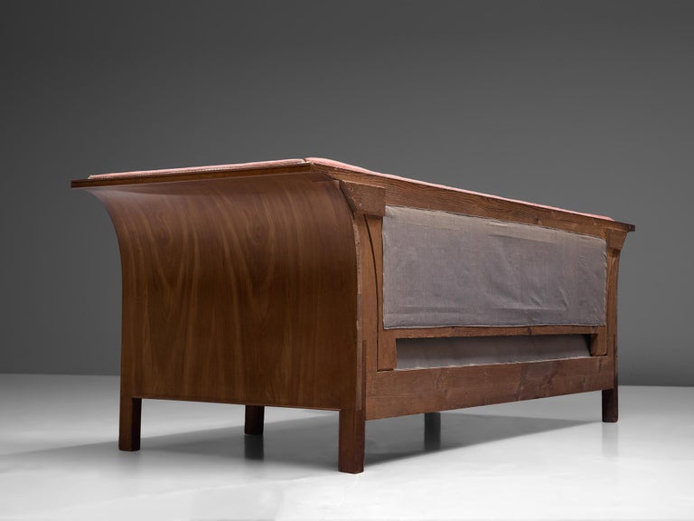 Frits Henningsen Sofa in Walnut and Pink Upholstery