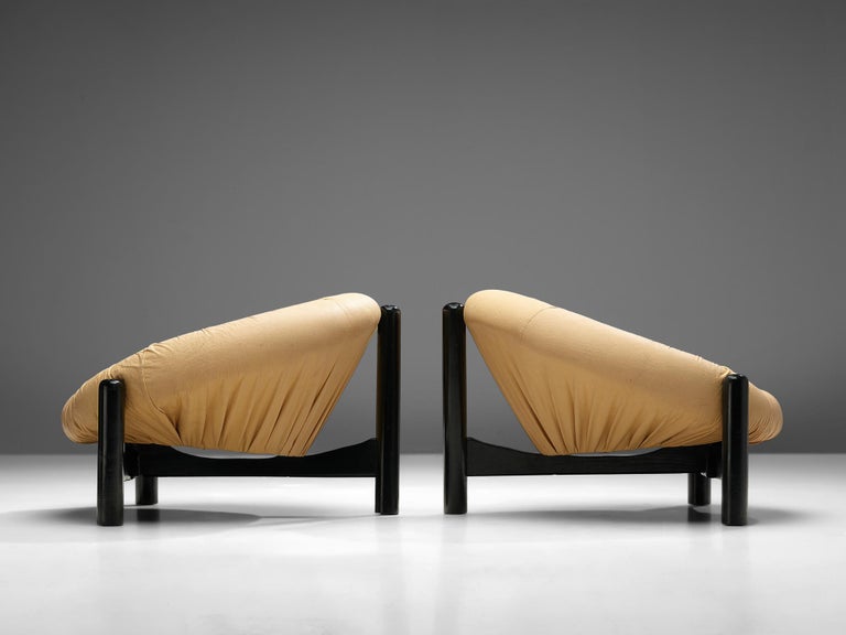 Brazilian Pair of Easy Chairs in Camel Upholstery