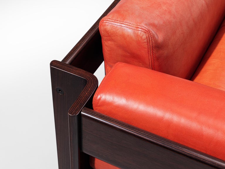 Sergio Asti for Poltronova 'Zelda' Sofa in Plywood and Red Leather