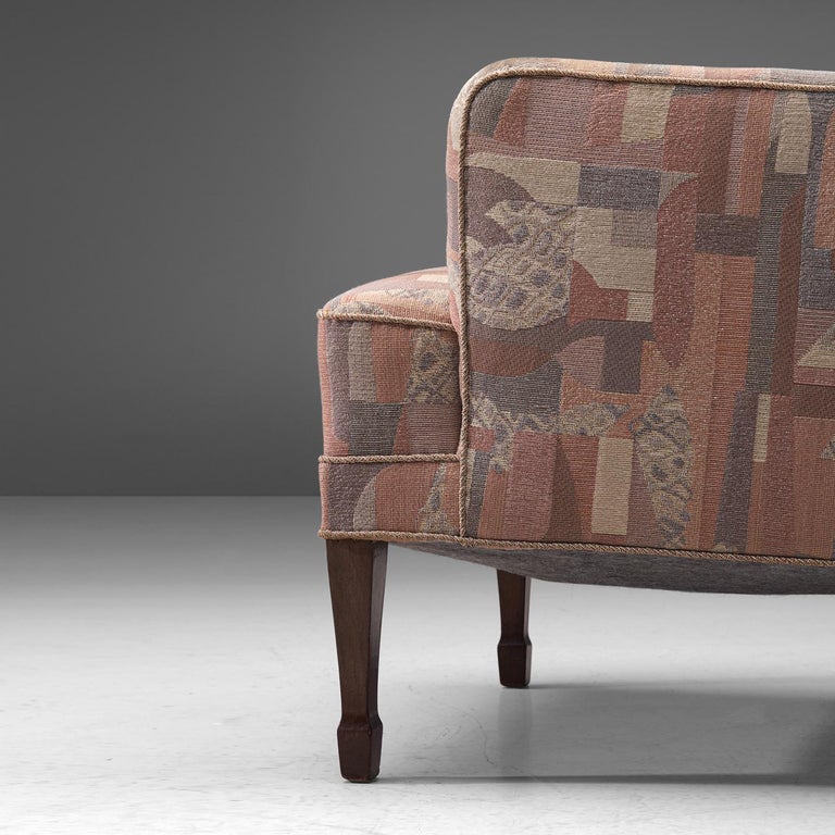 Frits Henningsen Lounge Chair in Patterned Upholstery and Wood