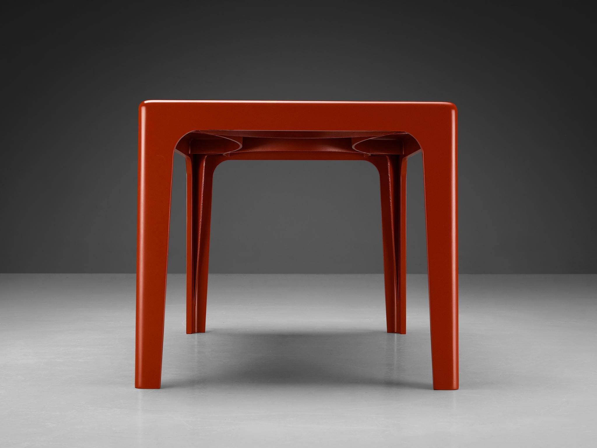 Horn Collection Post-Modern Dining Table in Red Polyurethane Plastic 1970s