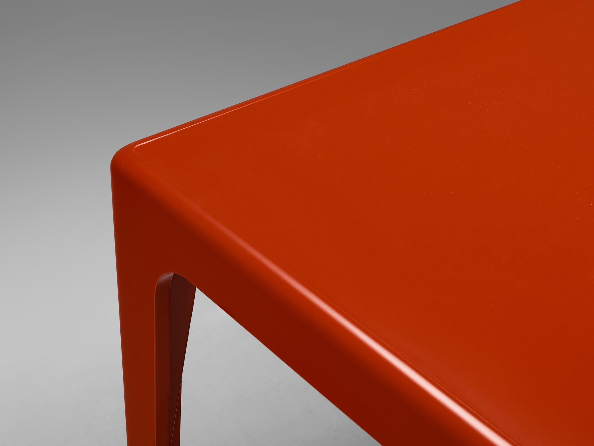 Horn Collection Post-Modern Dining Table in Red Polyurethane Plastic 1970s