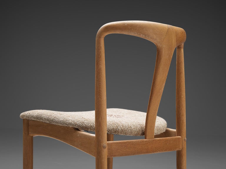 Johannes Andersen Pair of 'Juliane' Dining Chairs in Solid Oak and Beige Fabric