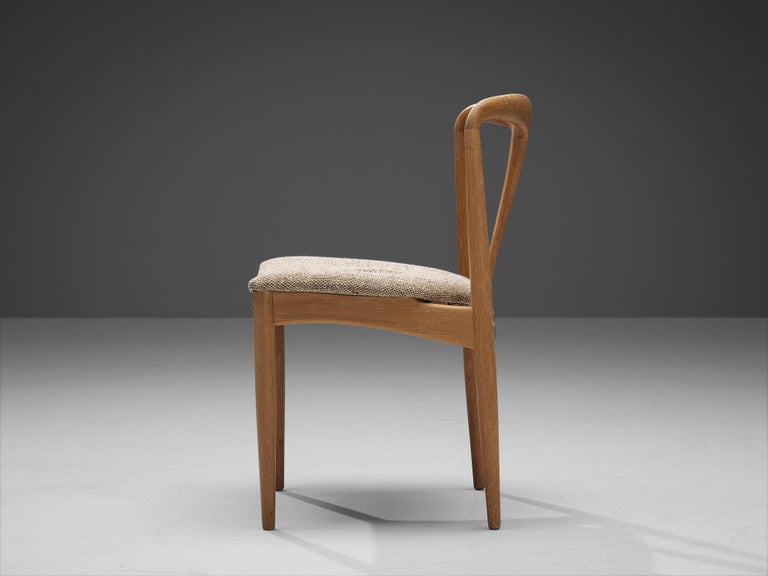 Johannes Andersen Pair of 'Juliane' Dining Chairs in Solid Oak and Beige Fabric