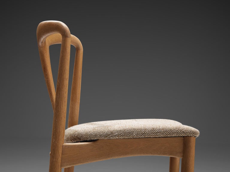 Johannes Andersen Pair of 'Juliane' Dining Chairs in Solid Oak and Beige Fabric