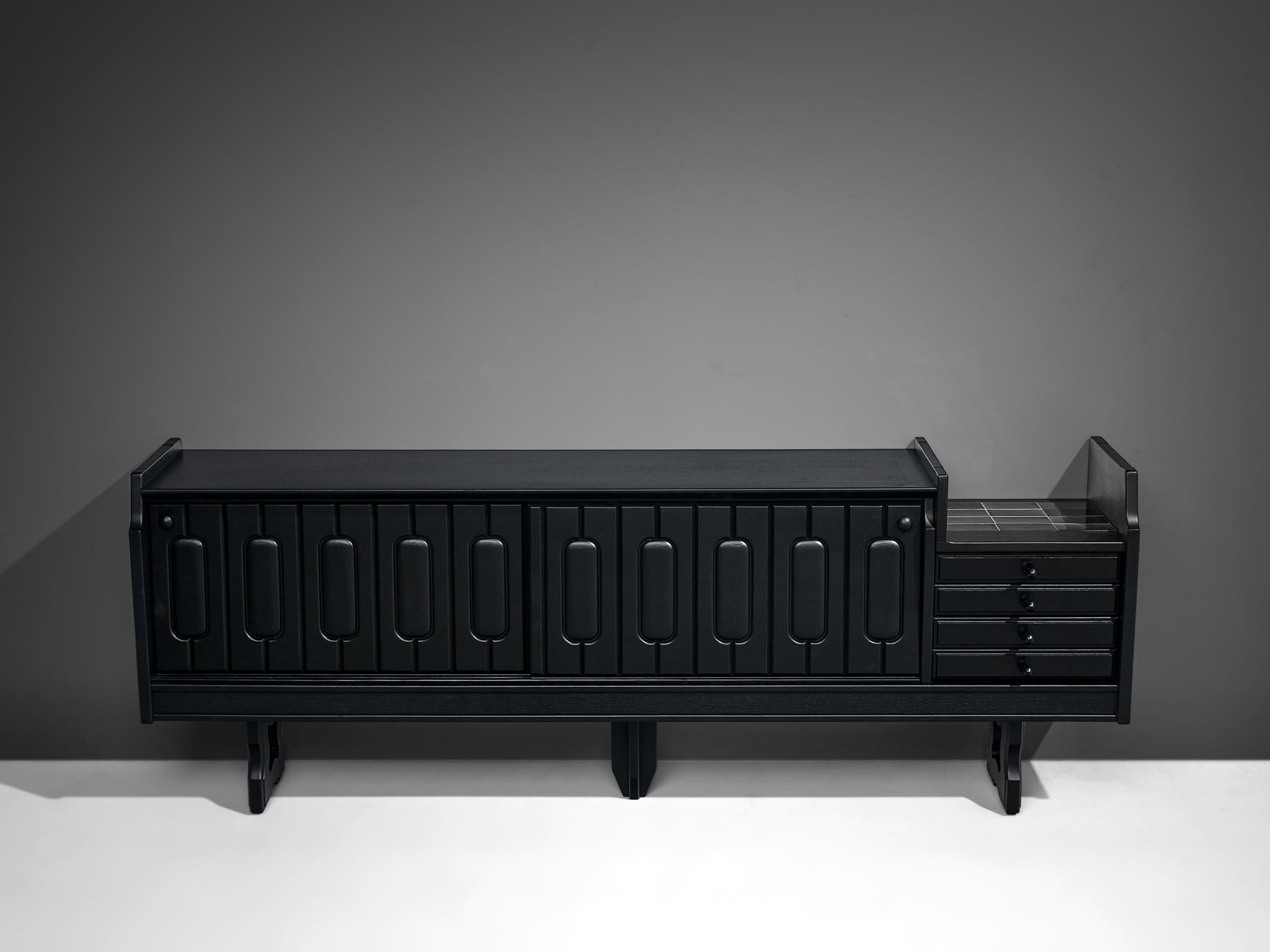 Guillerme & Chambron 'Simon' Sideboard in Black Lacquered Oak