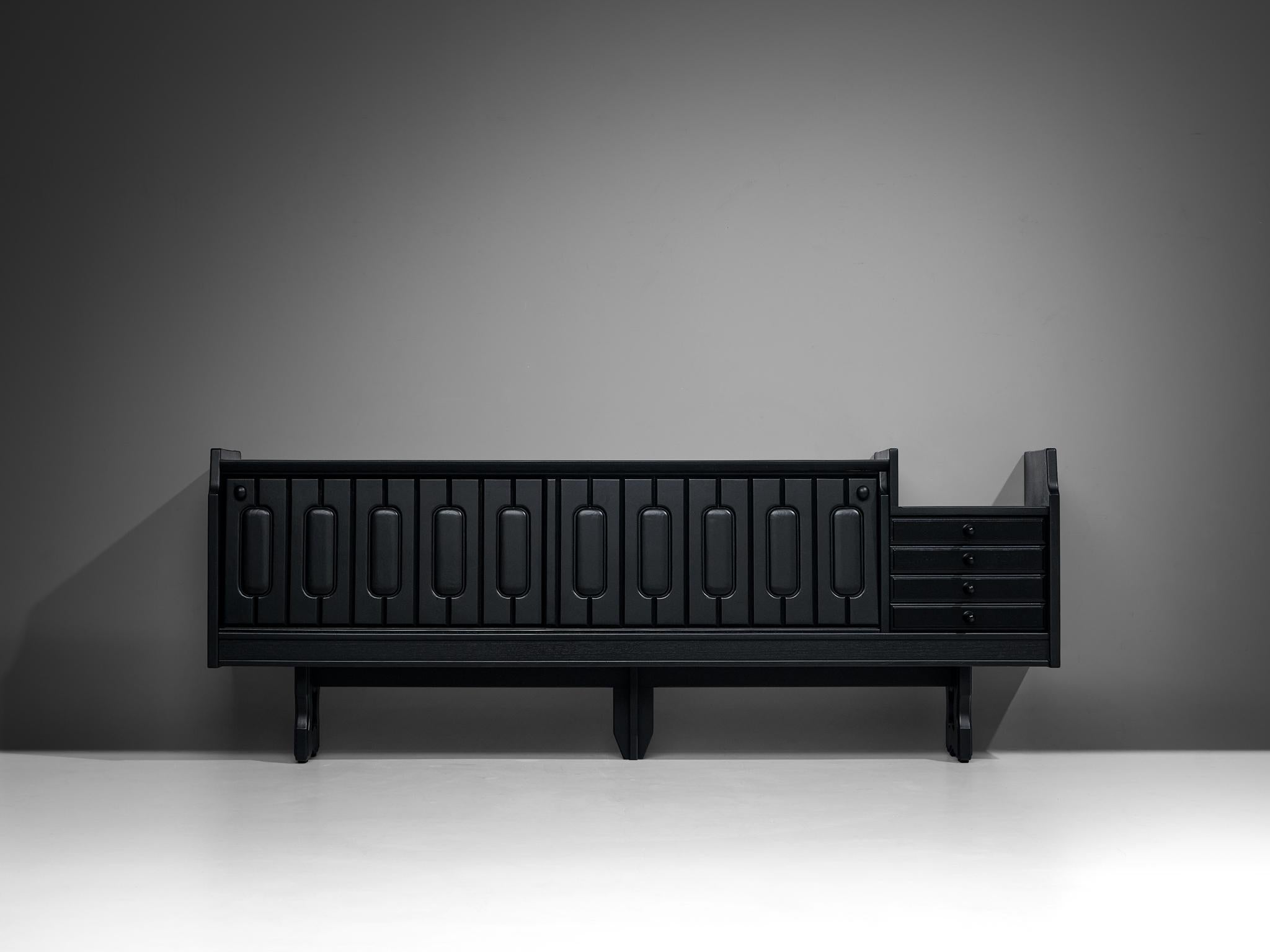 Guillerme & Chambron 'Simon' Sideboard in Black Lacquered Oak