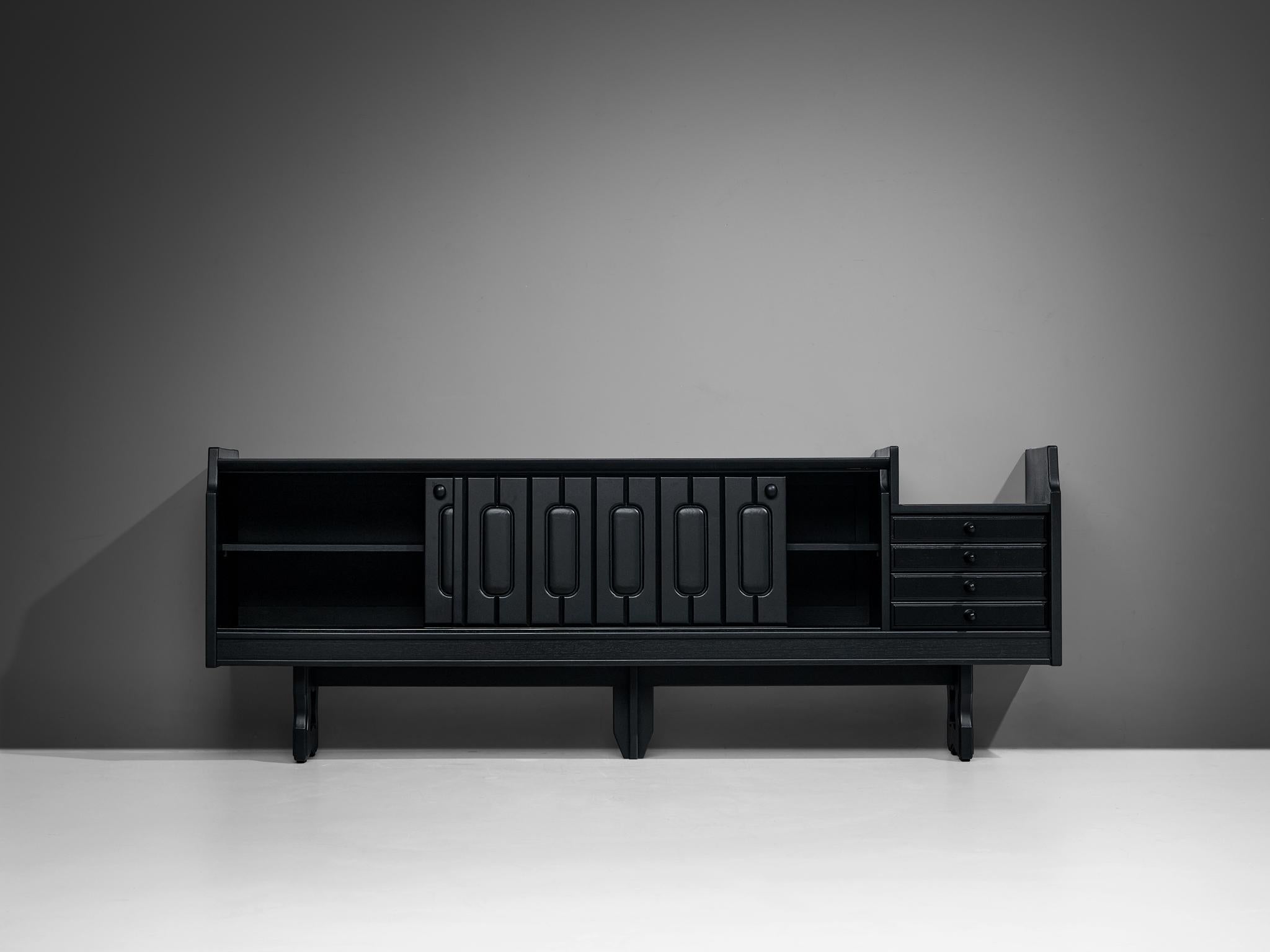 Guillerme & Chambron 'Simon' Sideboard in Black Lacquered Oak