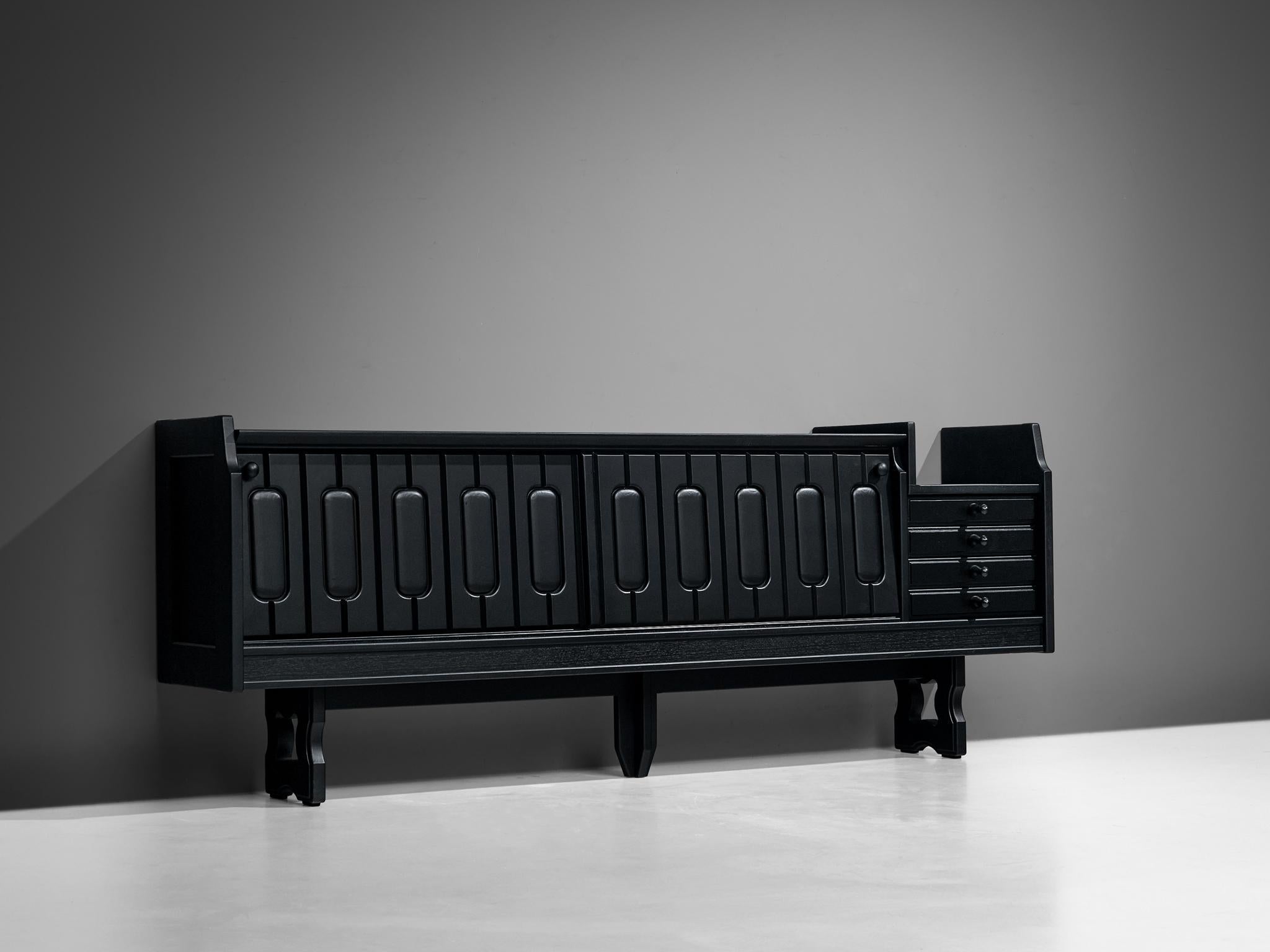 Guillerme & Chambron 'Simon' Sideboard in Black Lacquered Oak