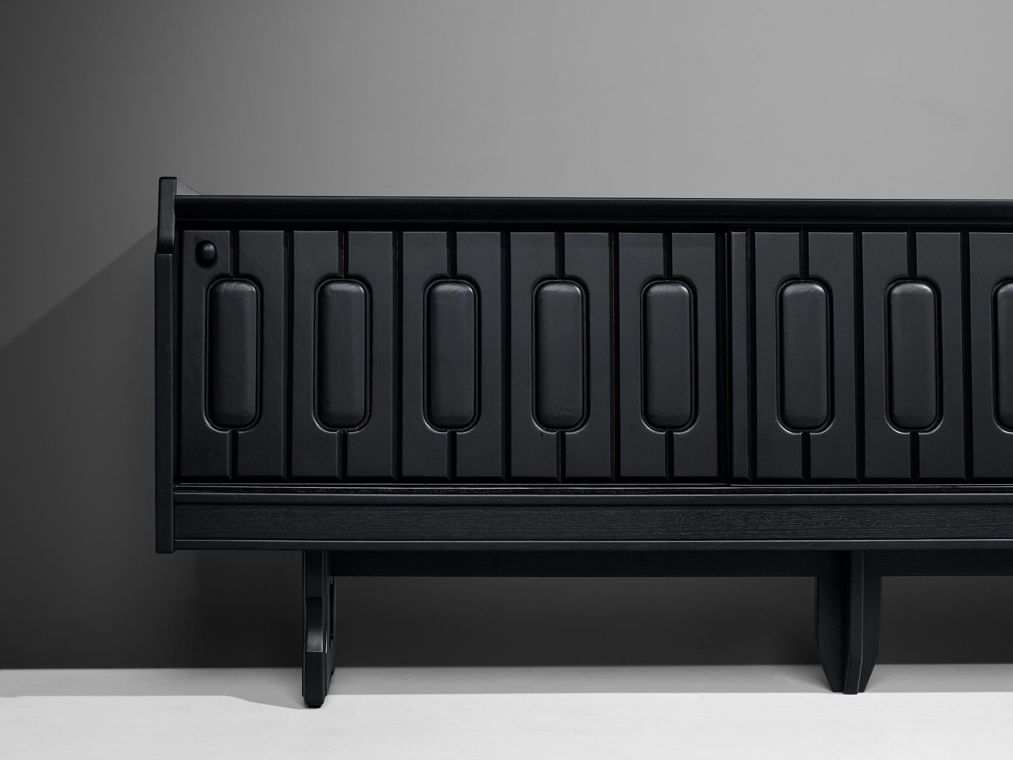 Guillerme & Chambron 'Simon' Sideboard in Black Lacquered Oak