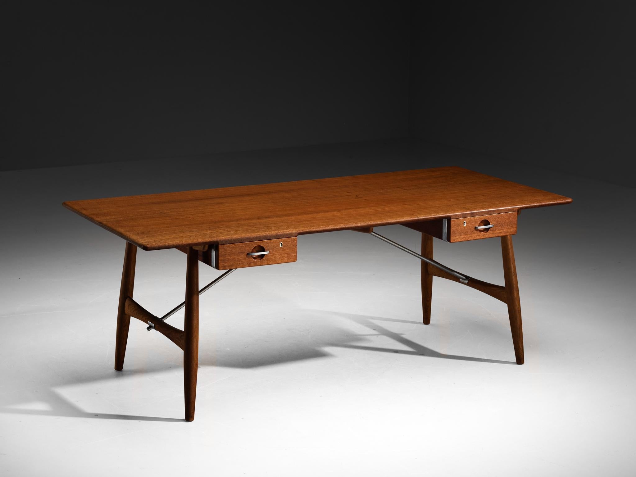 Hans J. Wegner for Johannes Hansen Rare ‘Architect’s Desk’ in Teak and Oak