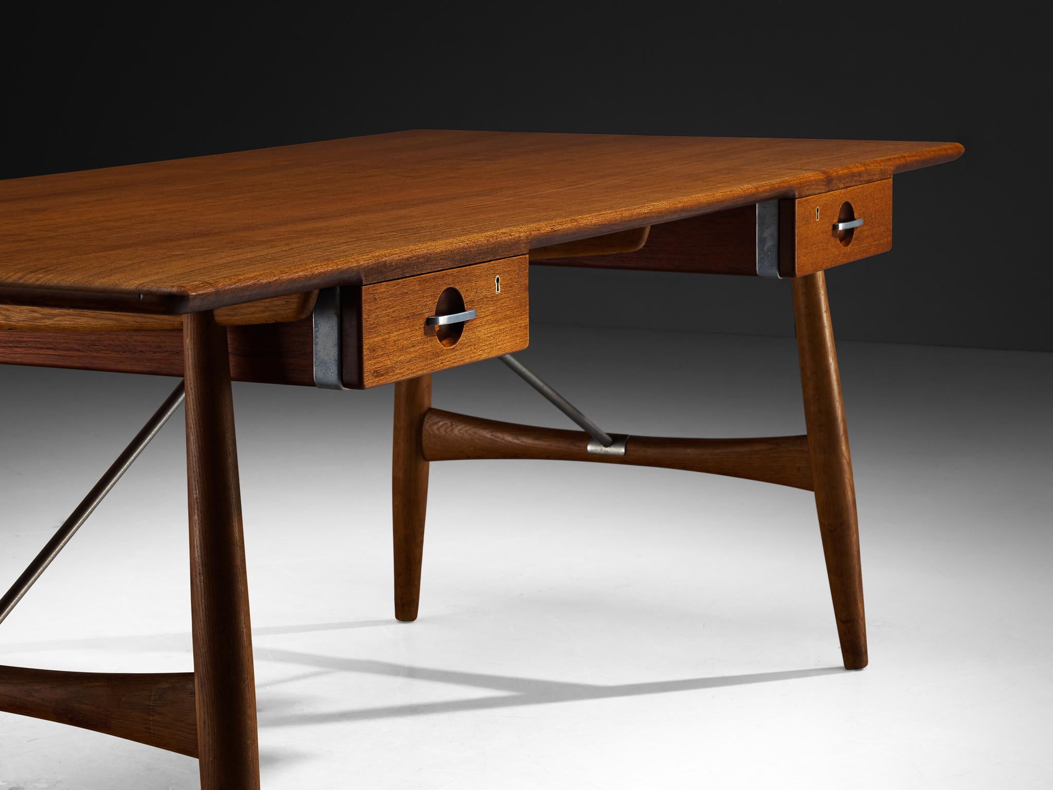 Hans J. Wegner for Johannes Hansen Rare ‘Architect’s Desk’ in Teak and Oak