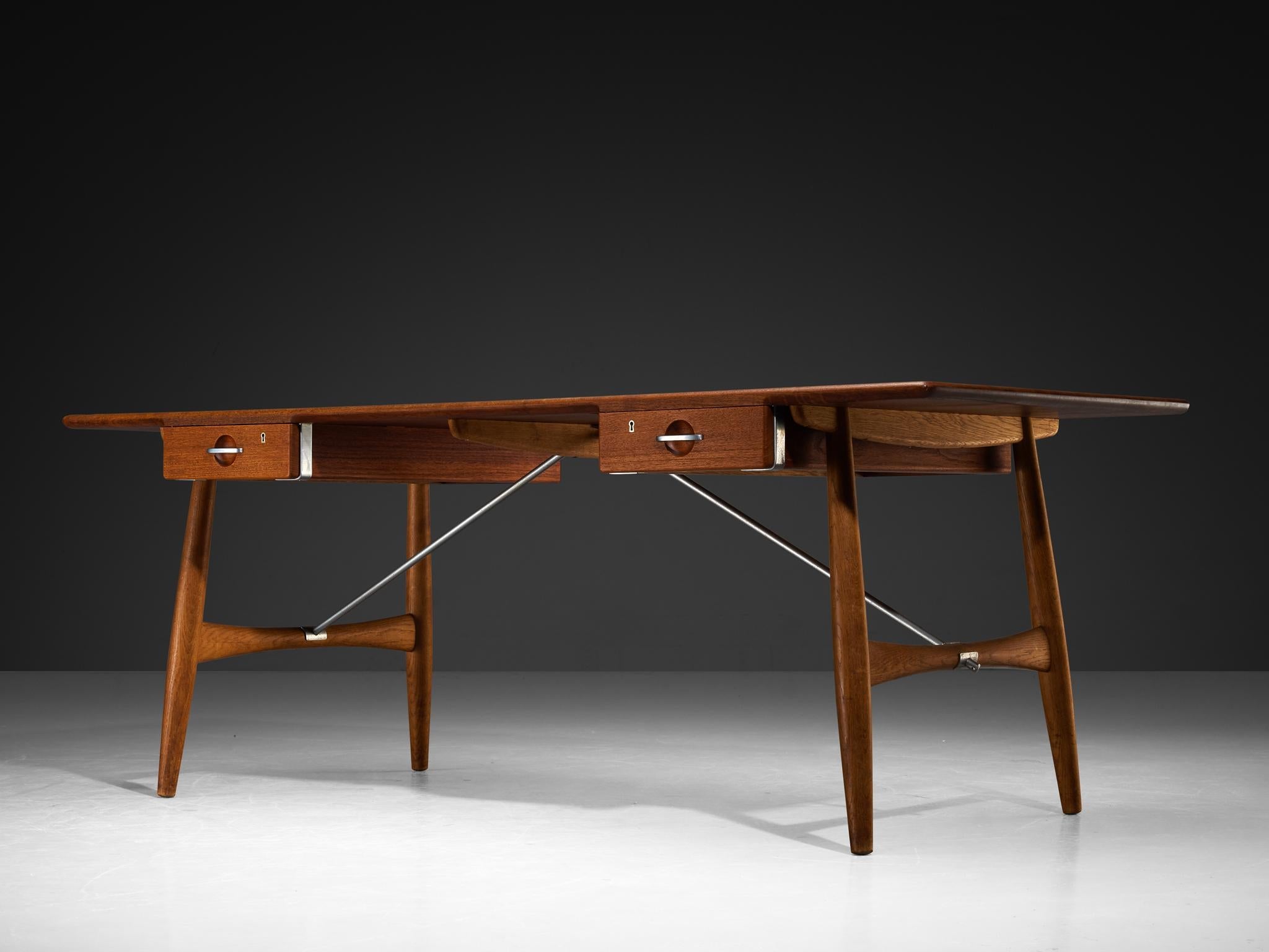 Hans J. Wegner for Johannes Hansen Rare ‘Architect’s Desk’ in Teak and Oak