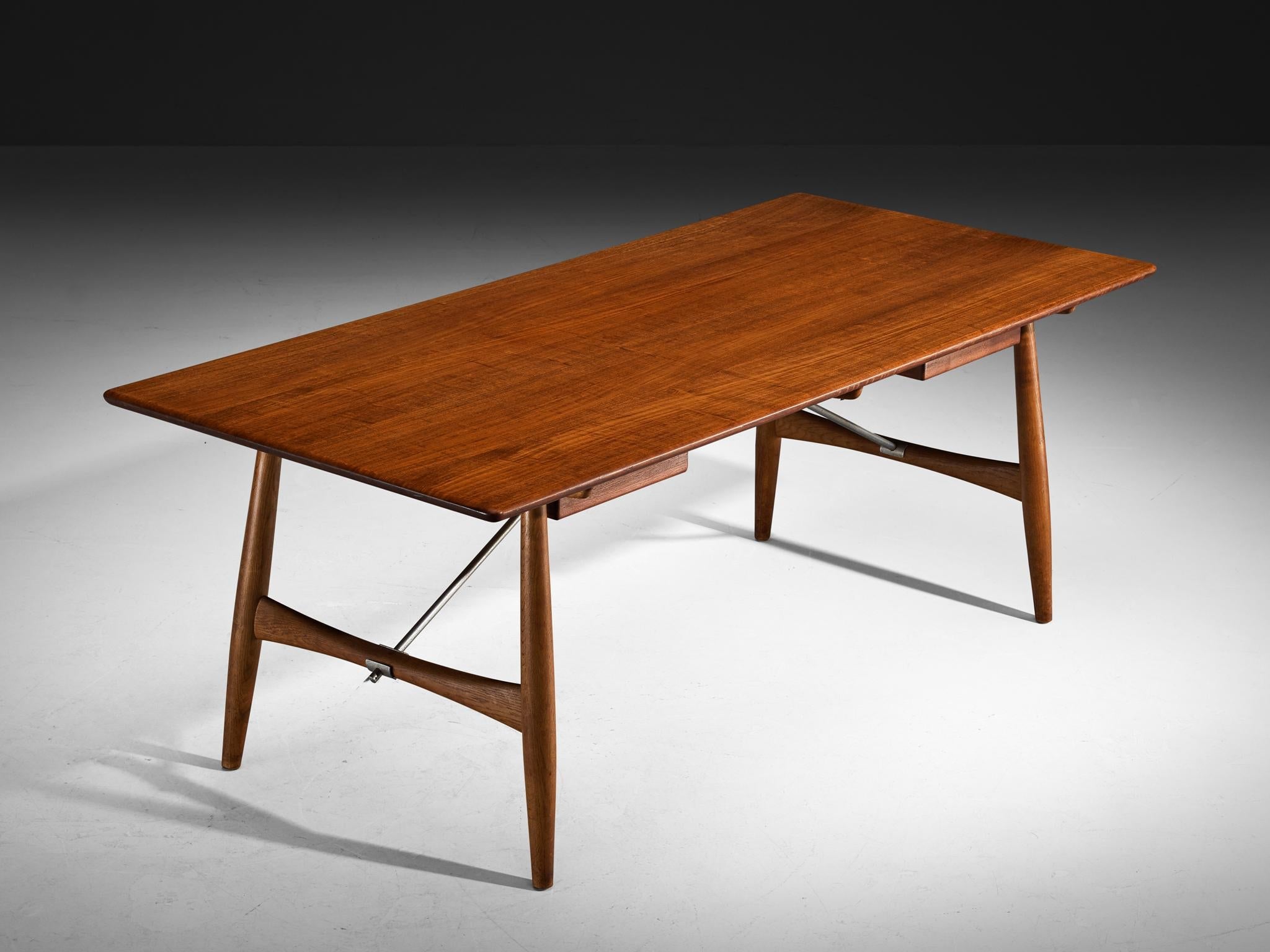 Hans J. Wegner for Johannes Hansen Rare ‘Architect’s Desk’ in Teak and Oak