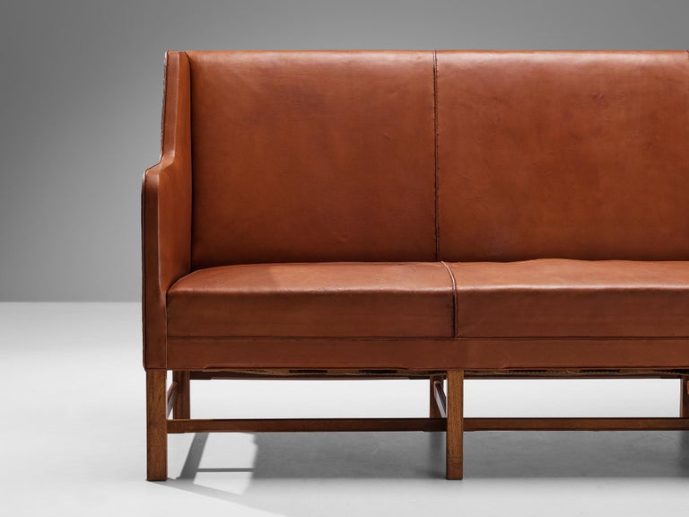 Kaare Klint for Rud Rasmussen Sofa in Original Cognac Leather