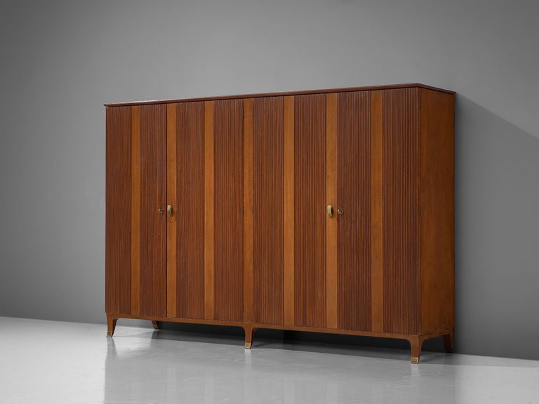 Paolo Buffa Wardrobe with Walnut Grissinato Front and Brass Accents