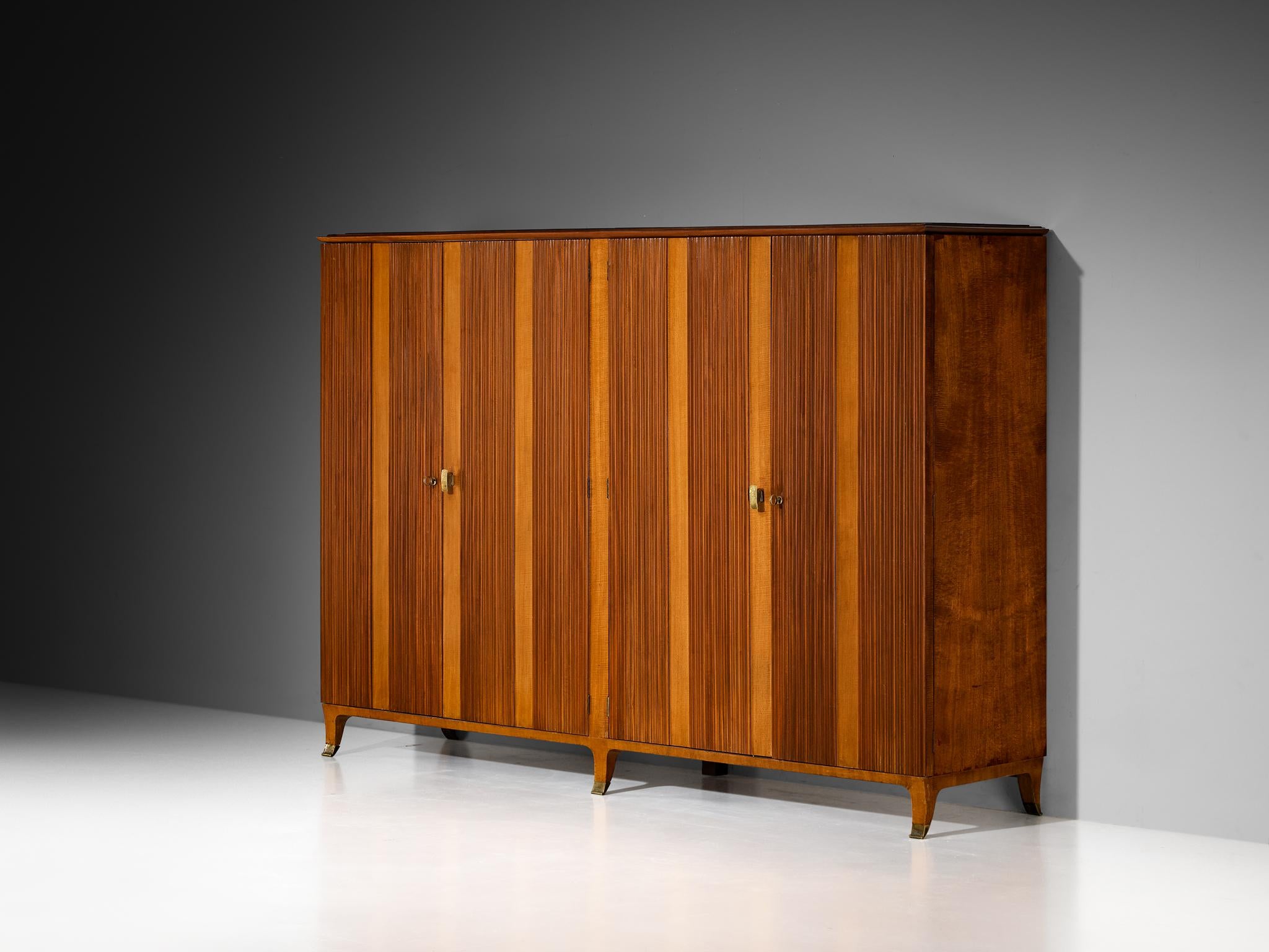 Paolo Buffa Wardrobe with Walnut Grissinato Front and Brass Accents