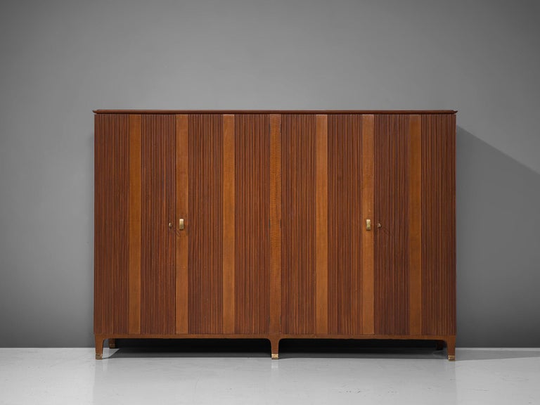 Paolo Buffa Wardrobe with Walnut Grissinato Front and Brass Accents