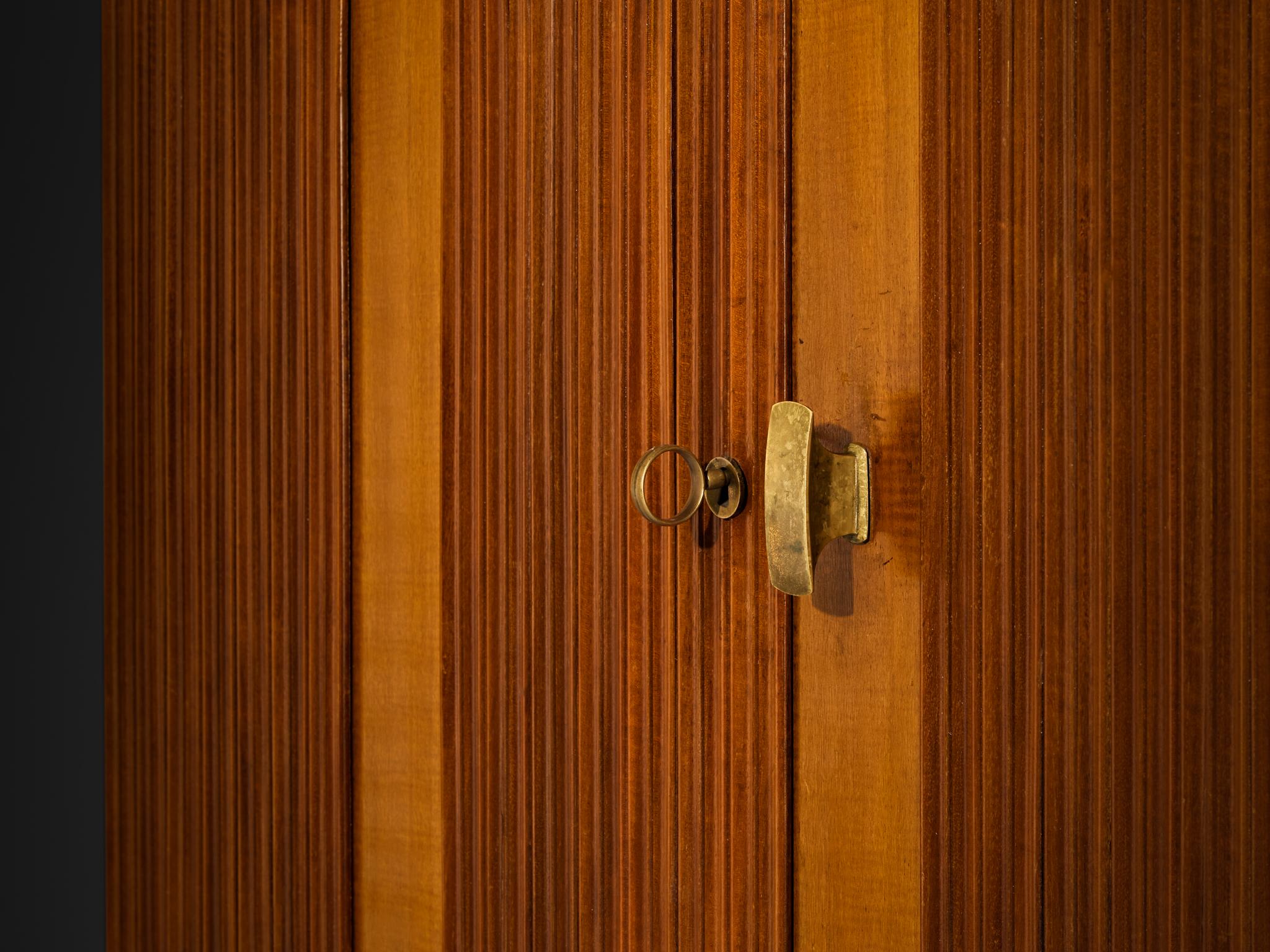 Paolo Buffa Wardrobe with Walnut Grissinato Front and Brass Accents