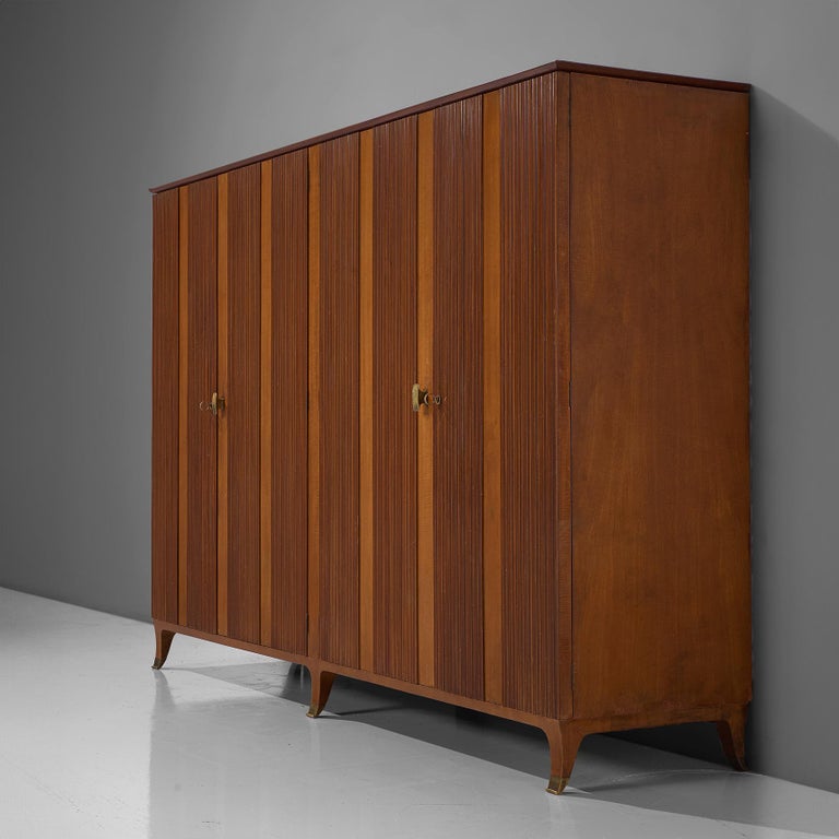 Paolo Buffa Wardrobe with Walnut Grissinato Front and Brass Accents