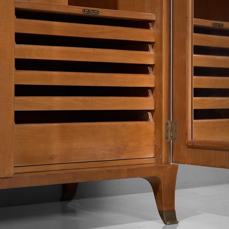 Paolo Buffa Wardrobe with Walnut Grissinato Front and Brass Accents