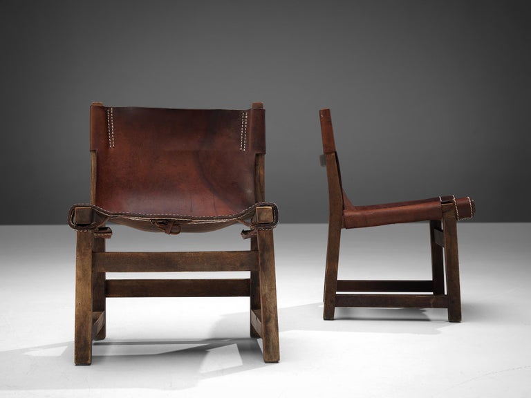 Paco Muñoz 'Riaza' Hunting Children's Chairs in Patinated Leather