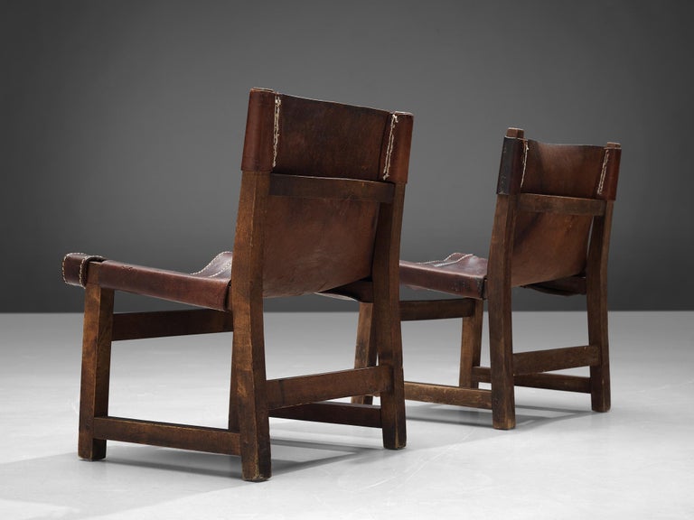 Paco Muñoz 'Riaza' Hunting Children's Chairs in Patinated Leather