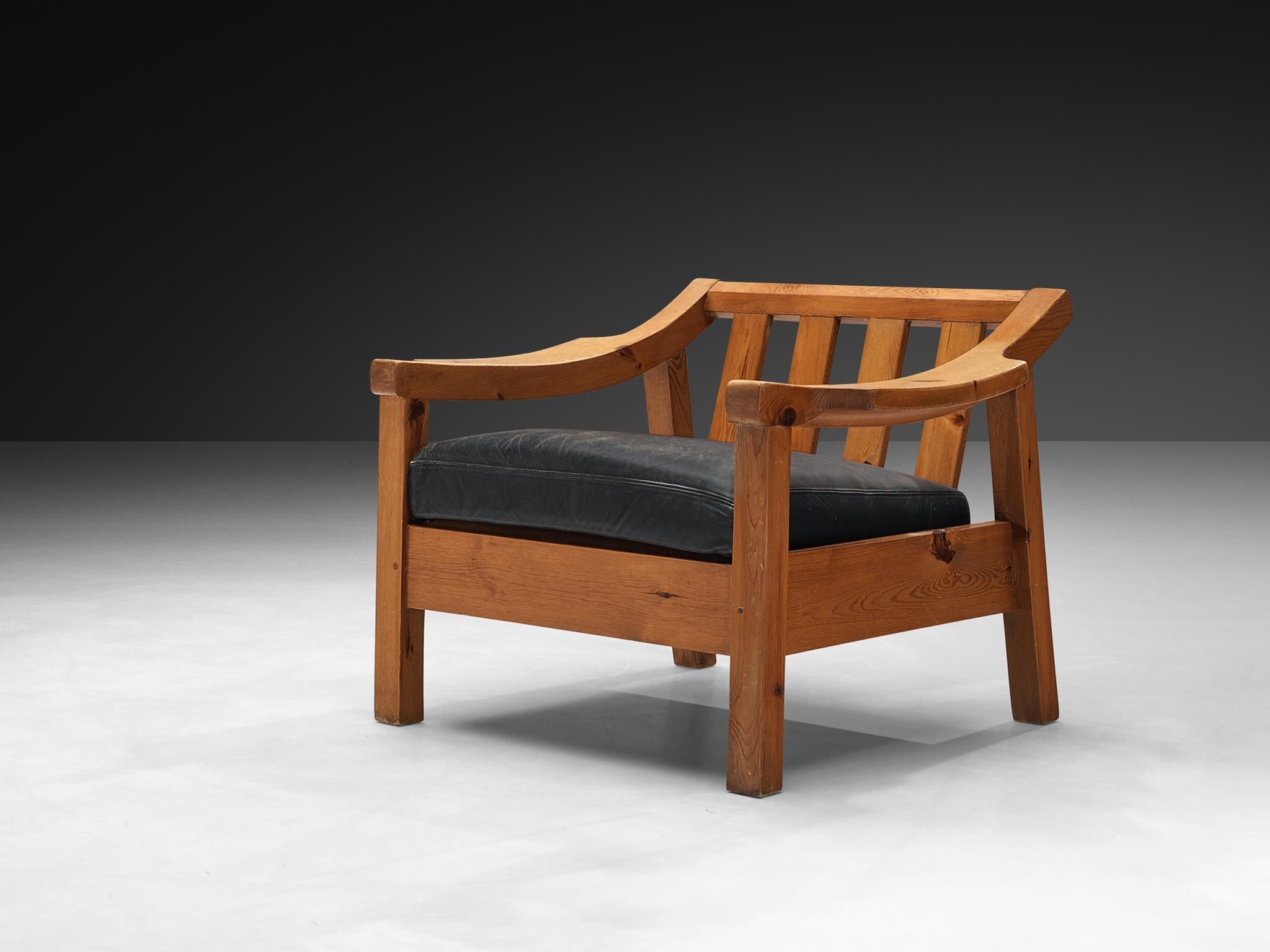 Brutalist Spanish Lounge Chair in Solid Pine