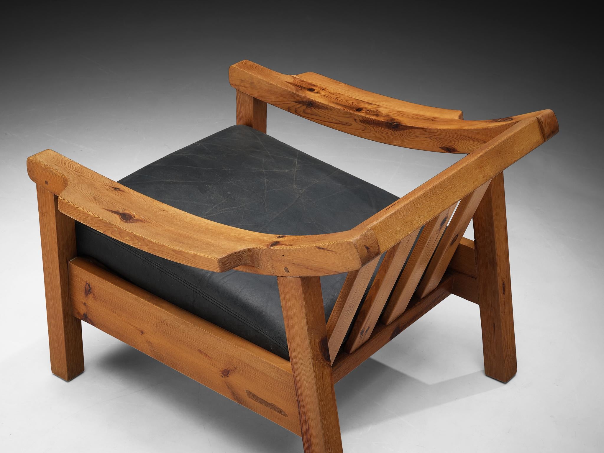 Brutalist Spanish Lounge Chair in Solid Pine