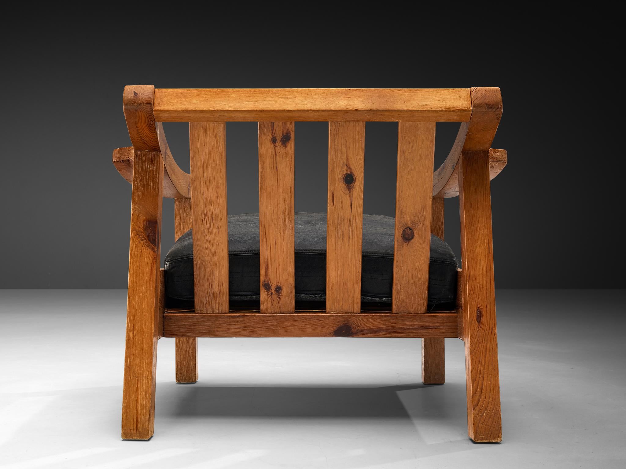 Brutalist Spanish Lounge Chair in Solid Pine