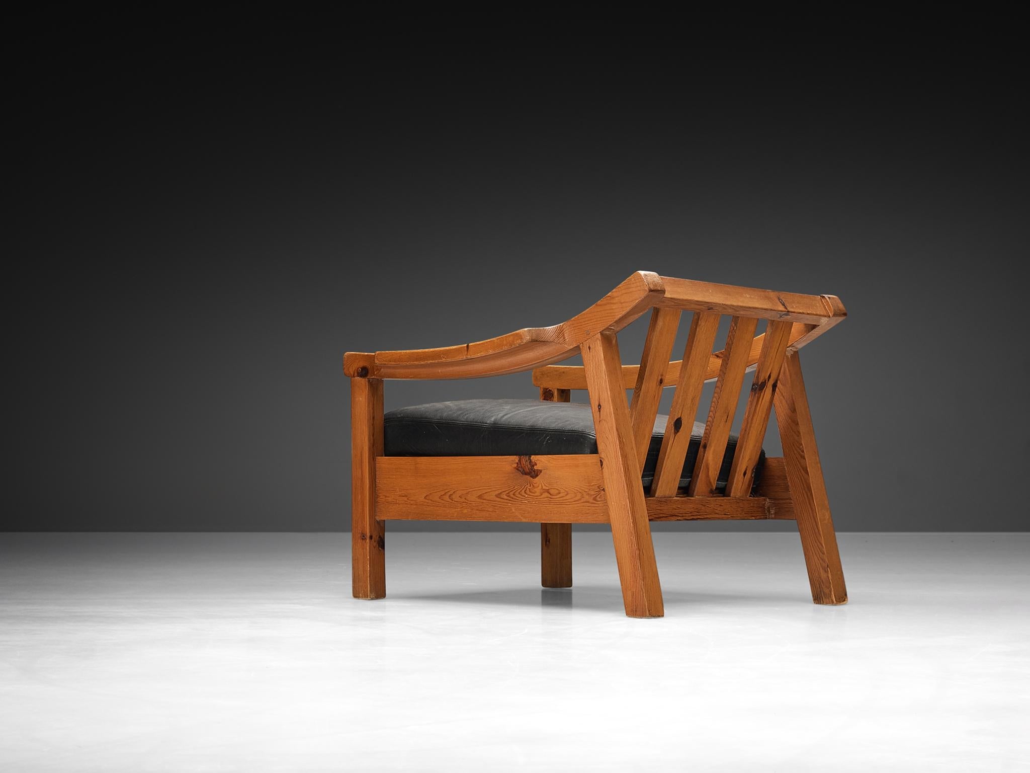 Brutalist Spanish Lounge Chair in Solid Pine