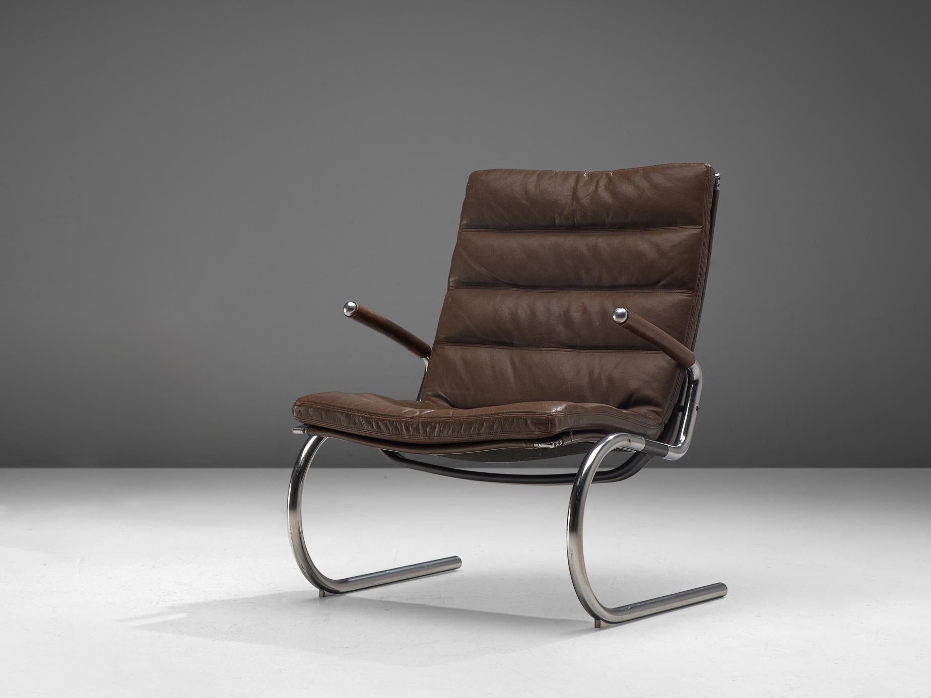 Jørgen Kastholm Tubular Lounge Chair in Leather