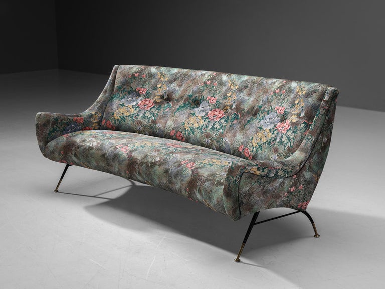 Elegant Italian Sofa in Floral Upholstery