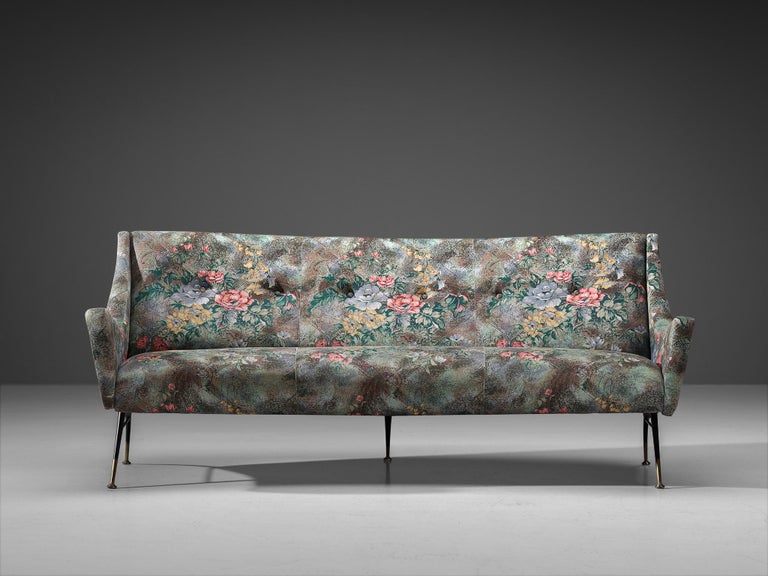 Elegant Italian Sofa in Floral Upholstery