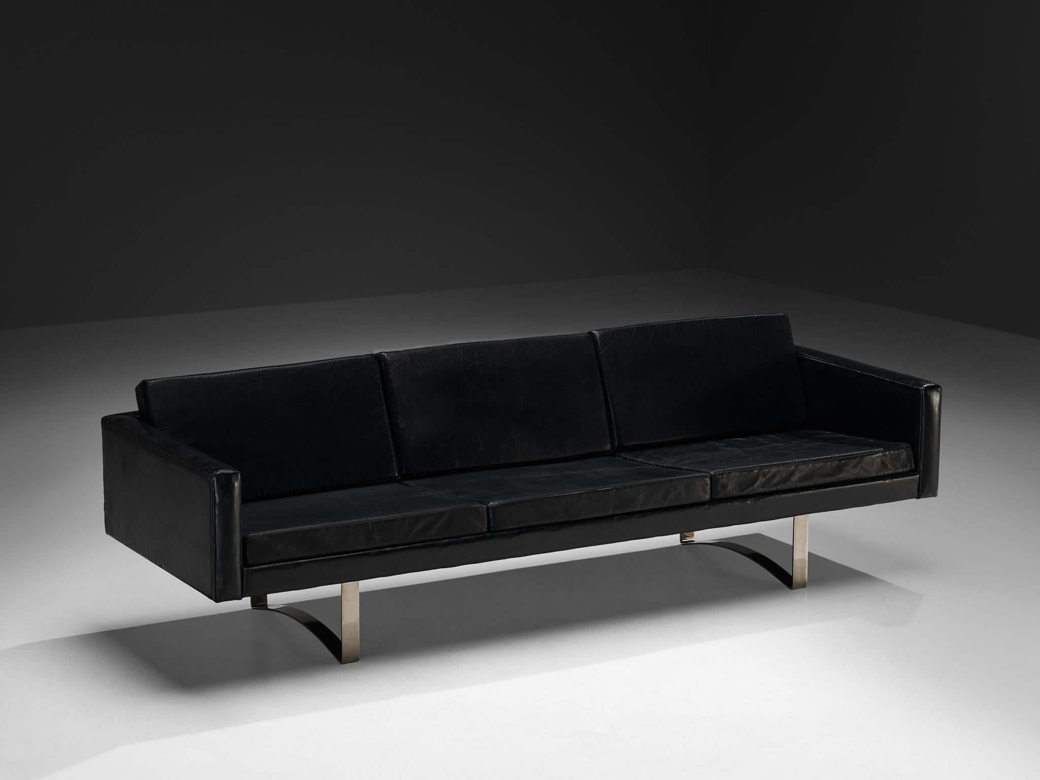 Bodil Kjaer Sofa in Black Leather and Steel