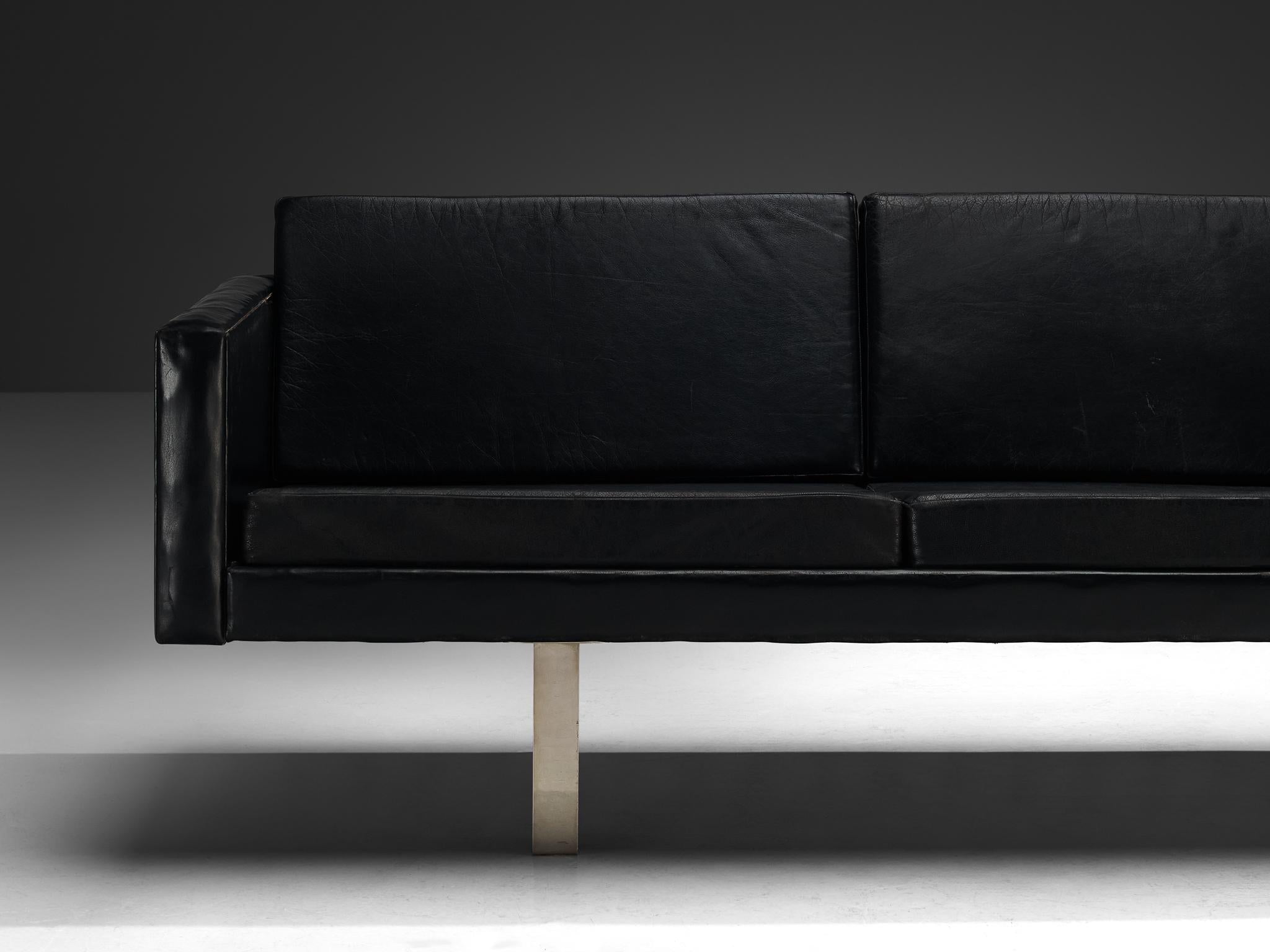 Bodil Kjaer Sofa in Black Leather and Steel